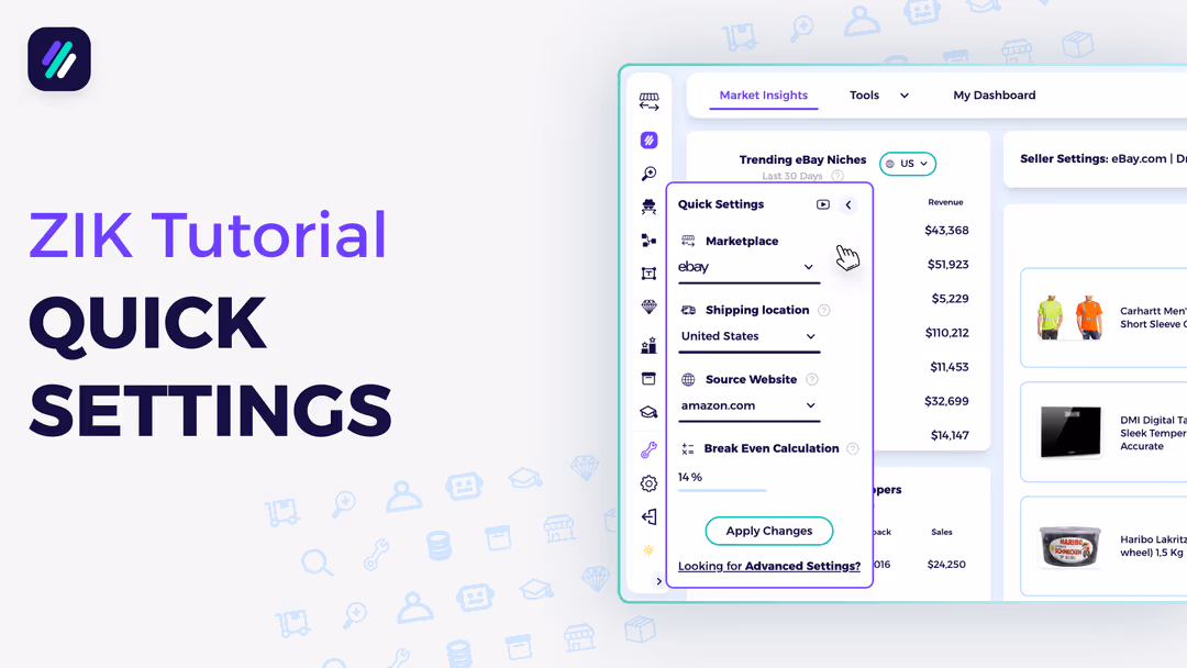 Quick settings tutorial