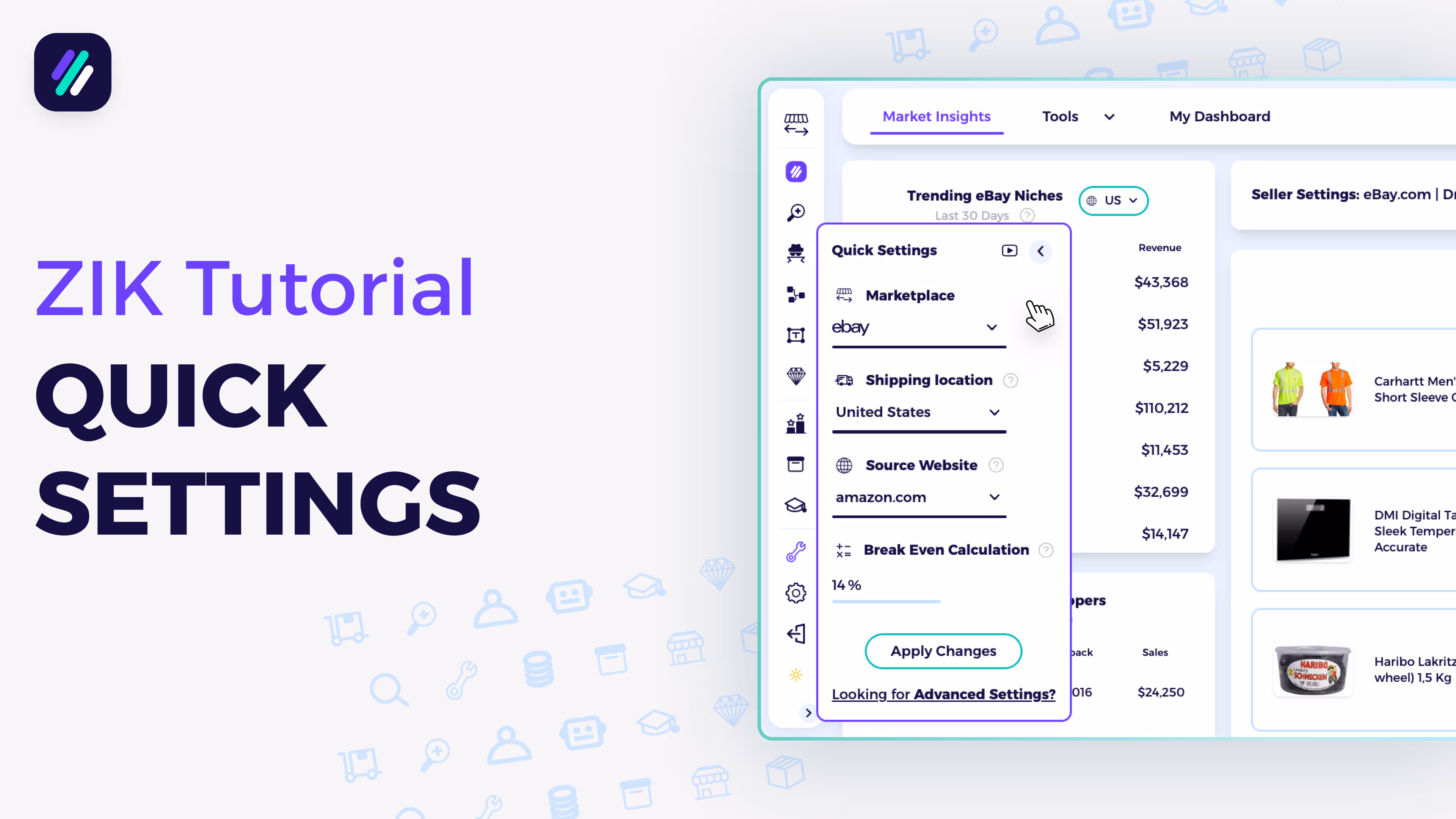 Quick settings tutorial