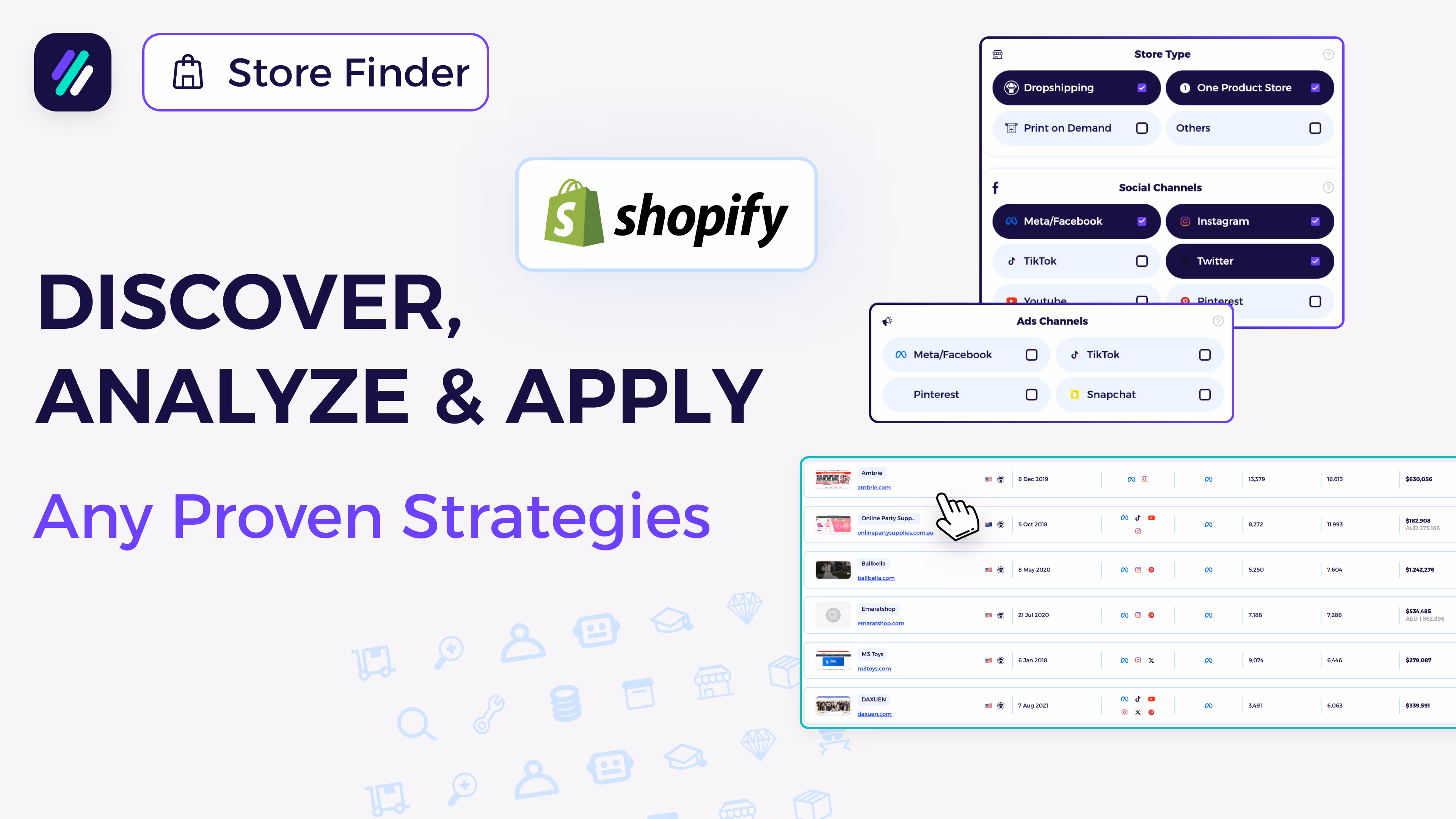Shopify Store Finder: Discover Shopify Stores and Analyze Their Strategies and Top Selling Products