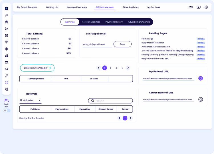 ZIK Affiliate Program Campaign performance