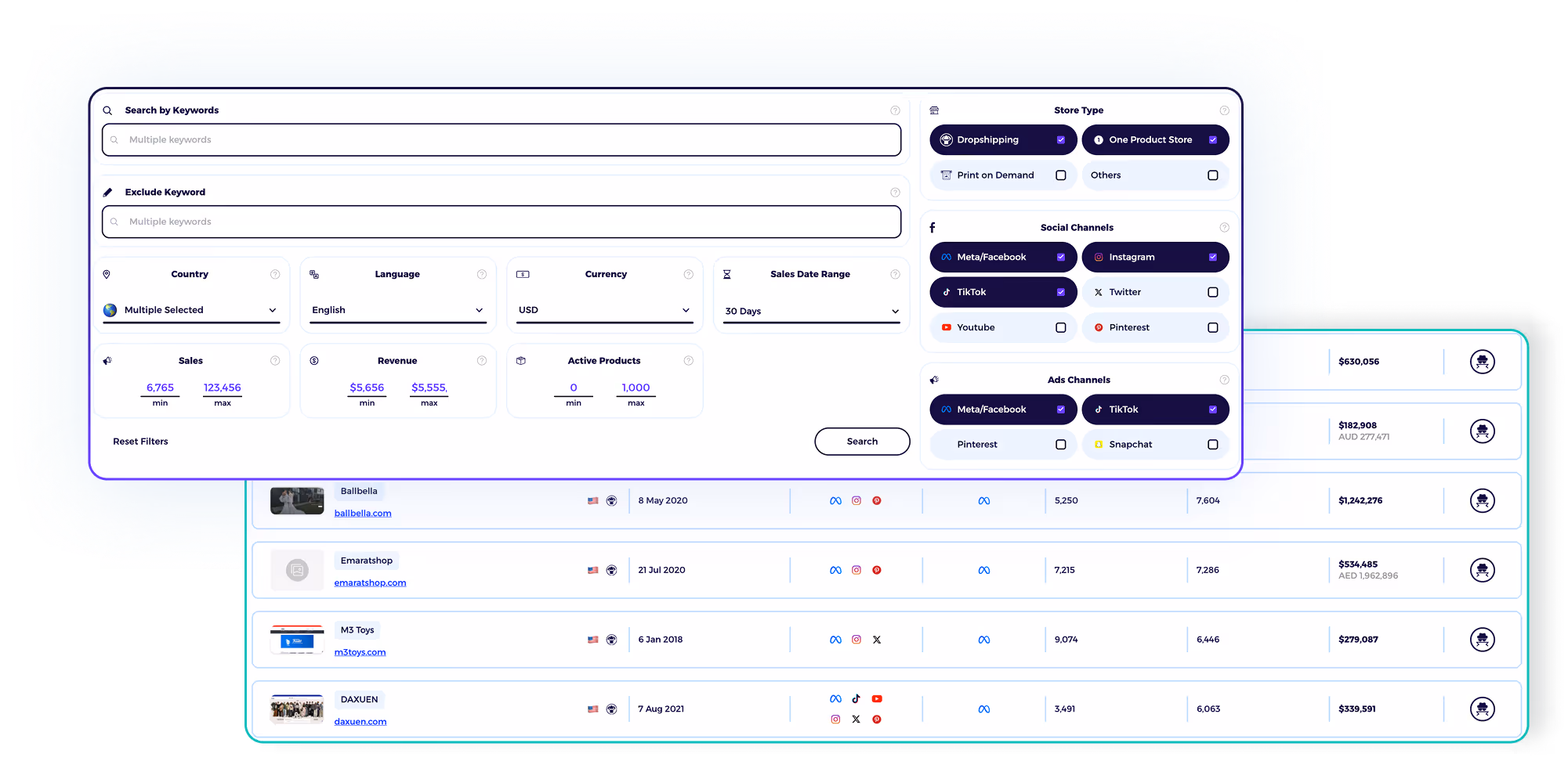 find best shopify stores in any niches with store tracker