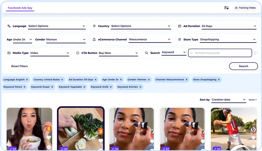 shopify store finder with Adspy tool