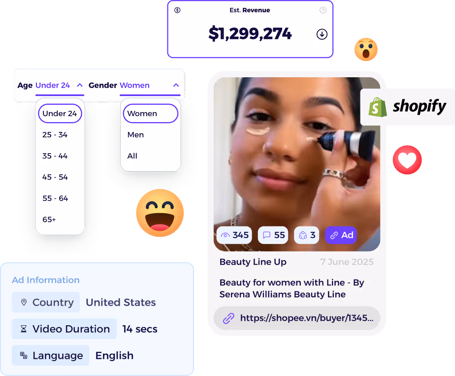 AI dropshipping AdSpy tool analyzing Facebook and Instagram ad campaigns