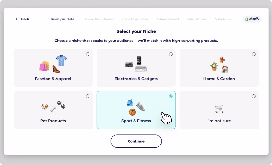 AI dropshipping store builder generating optimized Shopify store layouts