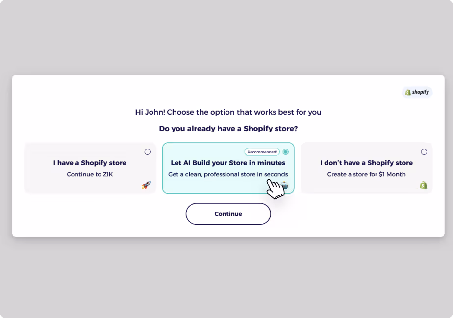 shopify website builder guided store setup
