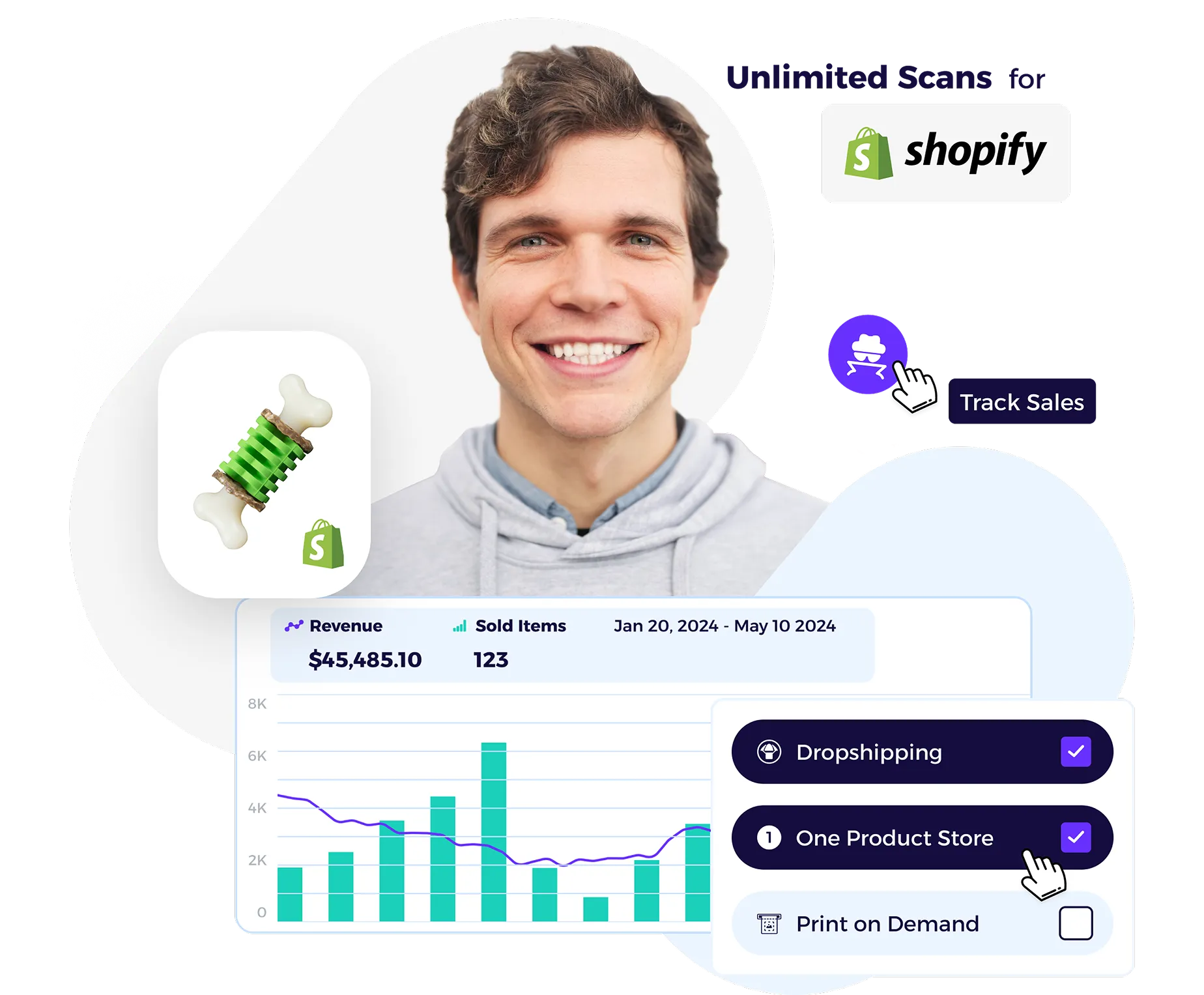 ZIK Analytics Shopify product research tool dashboard showing trending products, sales data, and competitor stores with shopify product finder