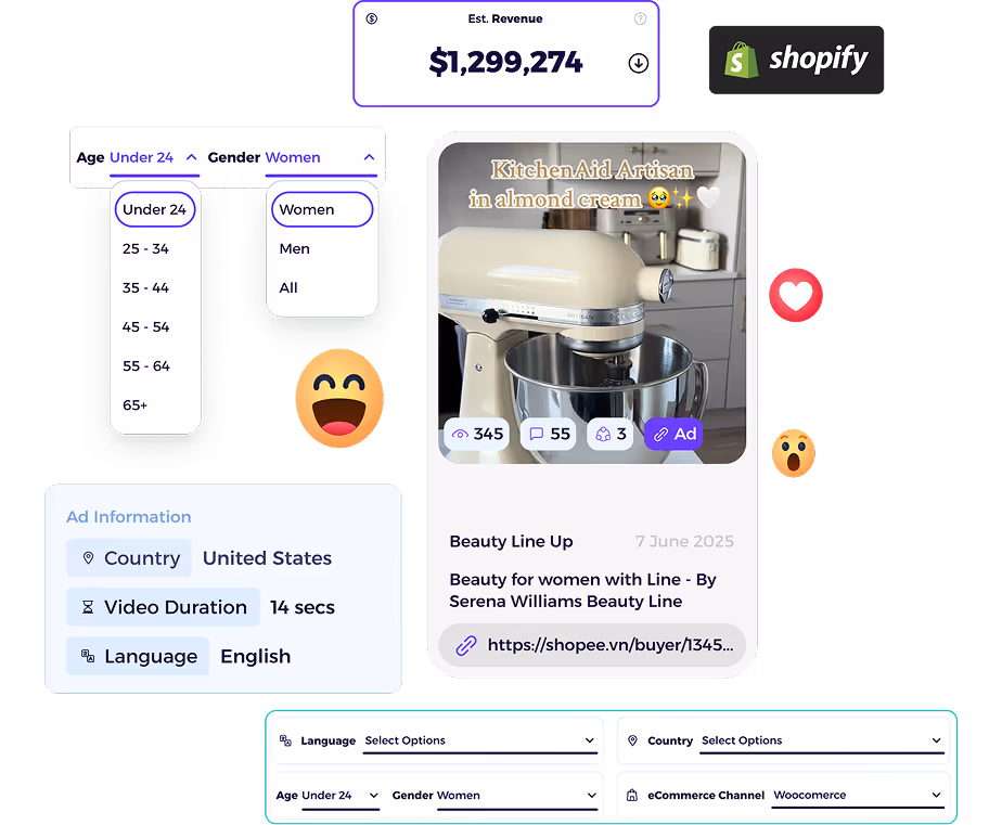 ZIK Analytics Shopify spy tool dashboard showing competitor sales and product data