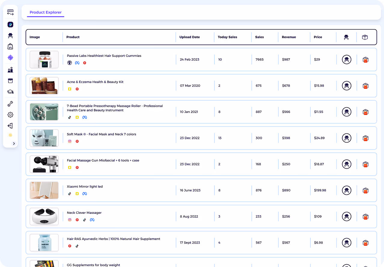 Shopify Product Explorer surfacing best-selling products with supplier match